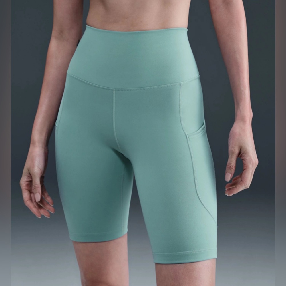 Nike‎ Women's Nike One 8-in. High-Waisted Pocketed Biker Shorts green size XS